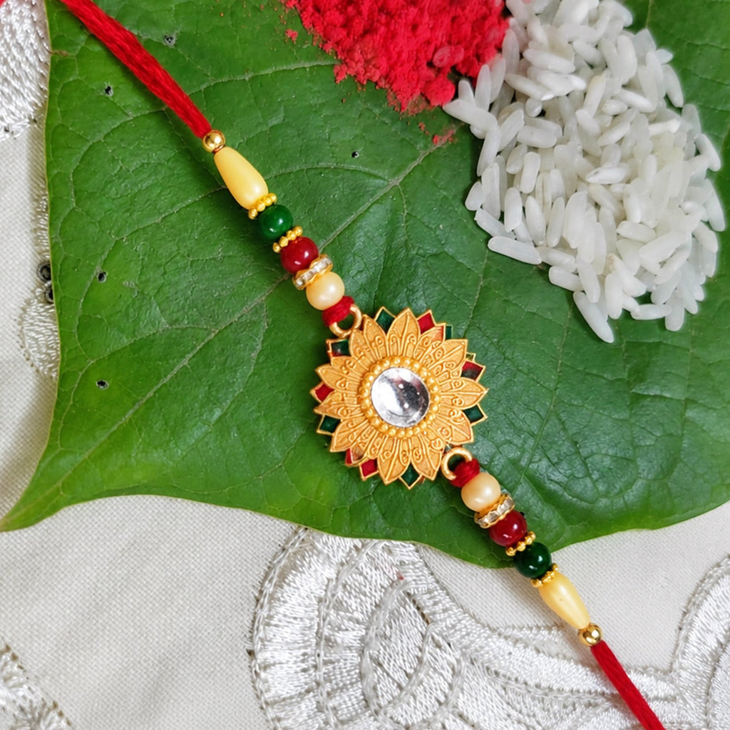 ALVENZA Floral Mirror Rakhi - Elegant Brother Gift for Raksha Bandhan