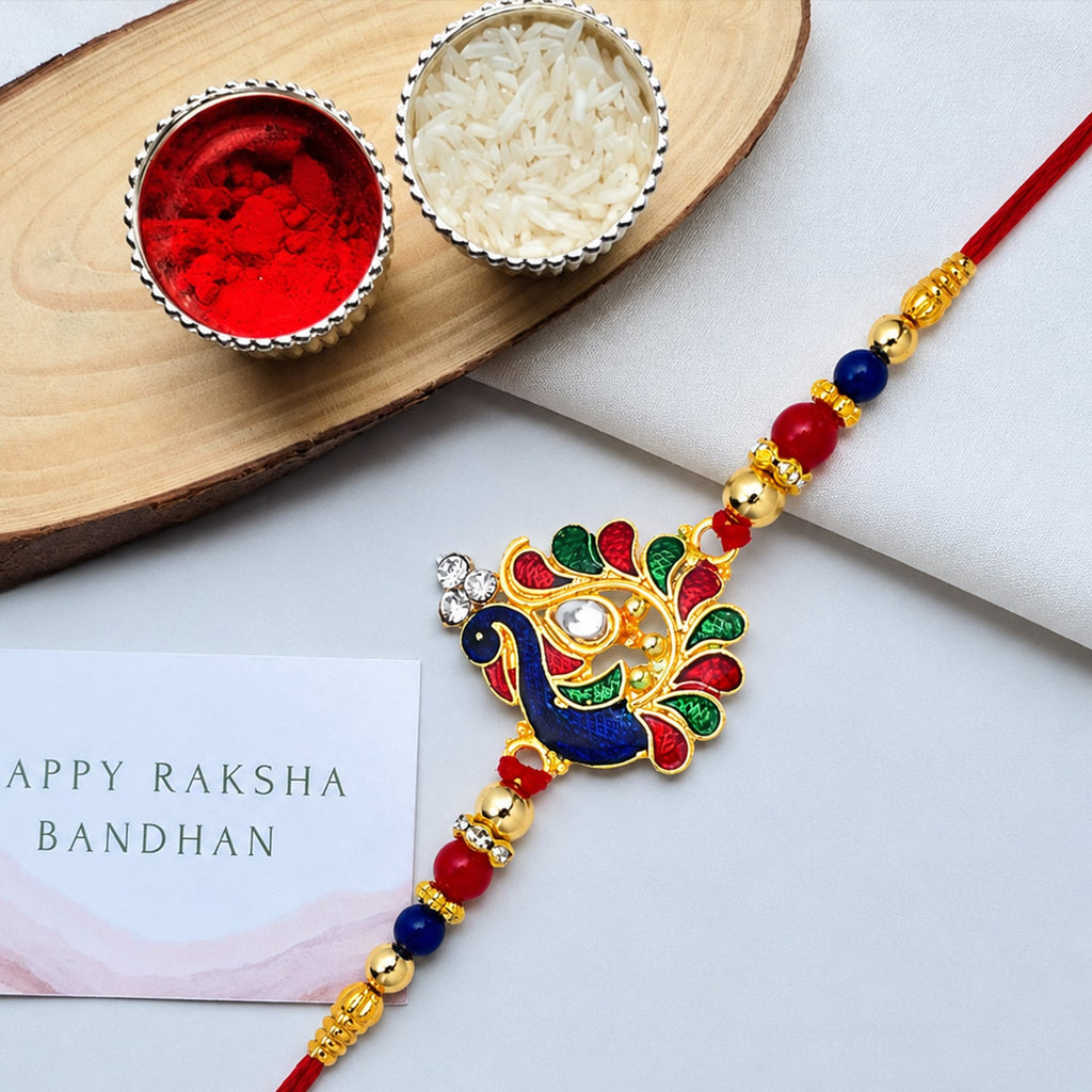 ALVENZA Rakhi - Traditional Peacock Design for Brothers & Sisters