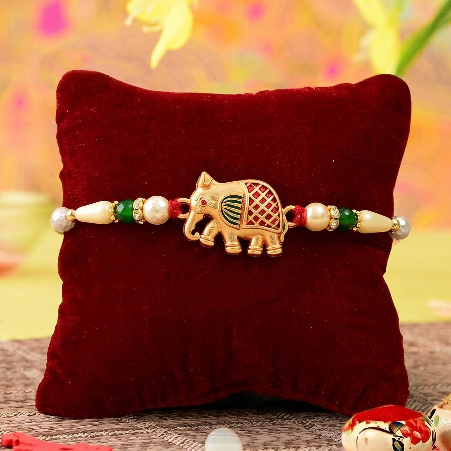ALVENZA Elephant Rakhi – Handcrafted Traditional Design for Raksha Bandhan