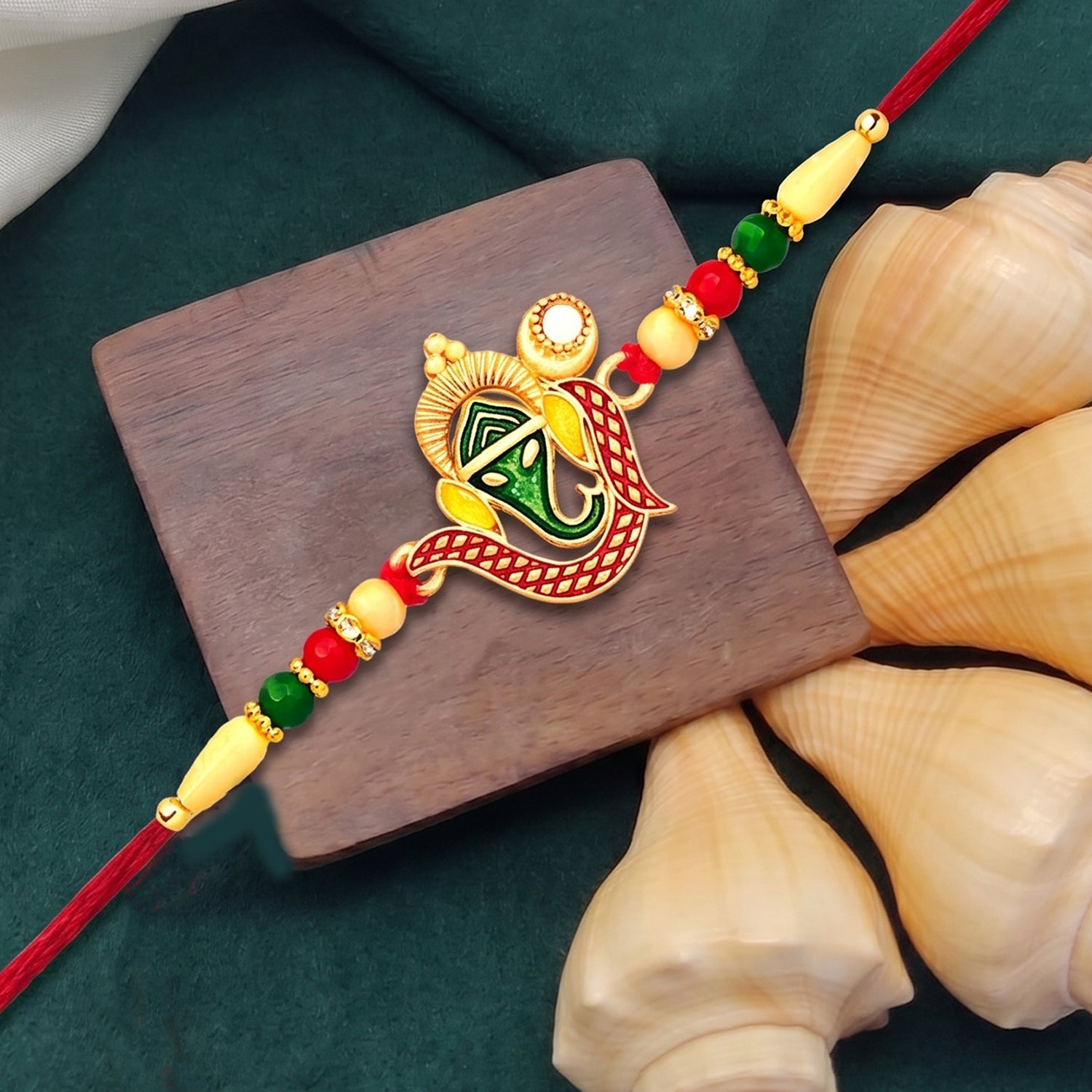 ALVENZA Ganpati Rakhi, Handcrafted traditional thread for Rakshabandhan