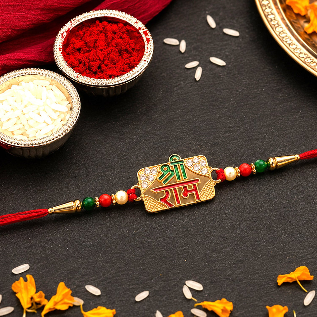 ALVENZA Shree Ram Rakhi, Spiritual Beaded Thread for Brother on Rakshabandhan