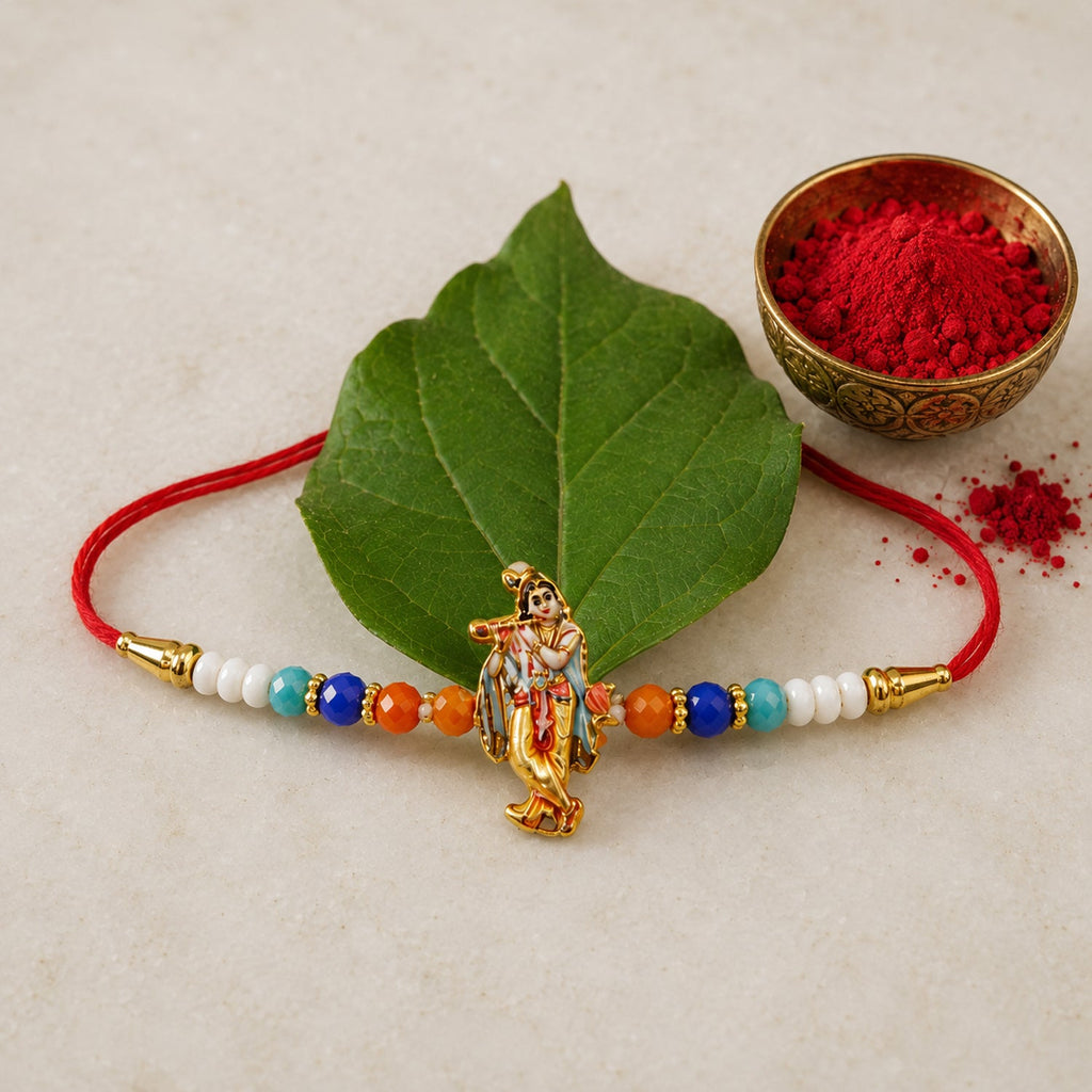 ALVENZA Shop Spiritual Rakhi with Lord Krishna Idol
