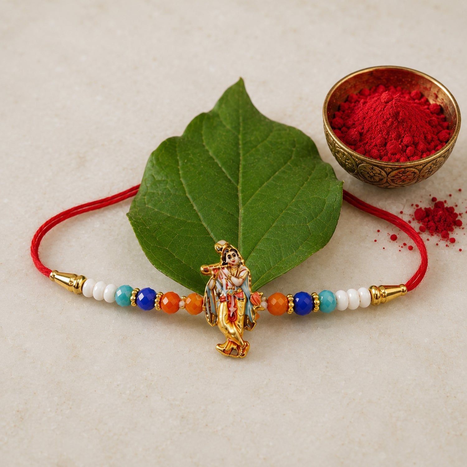 ALVENZA Shop Spiritual Rakhi with Lord Krishna Idol