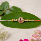 ALVENZA Lord Krishna Rakhi – Elegant Designer Thread with Beads and Photo