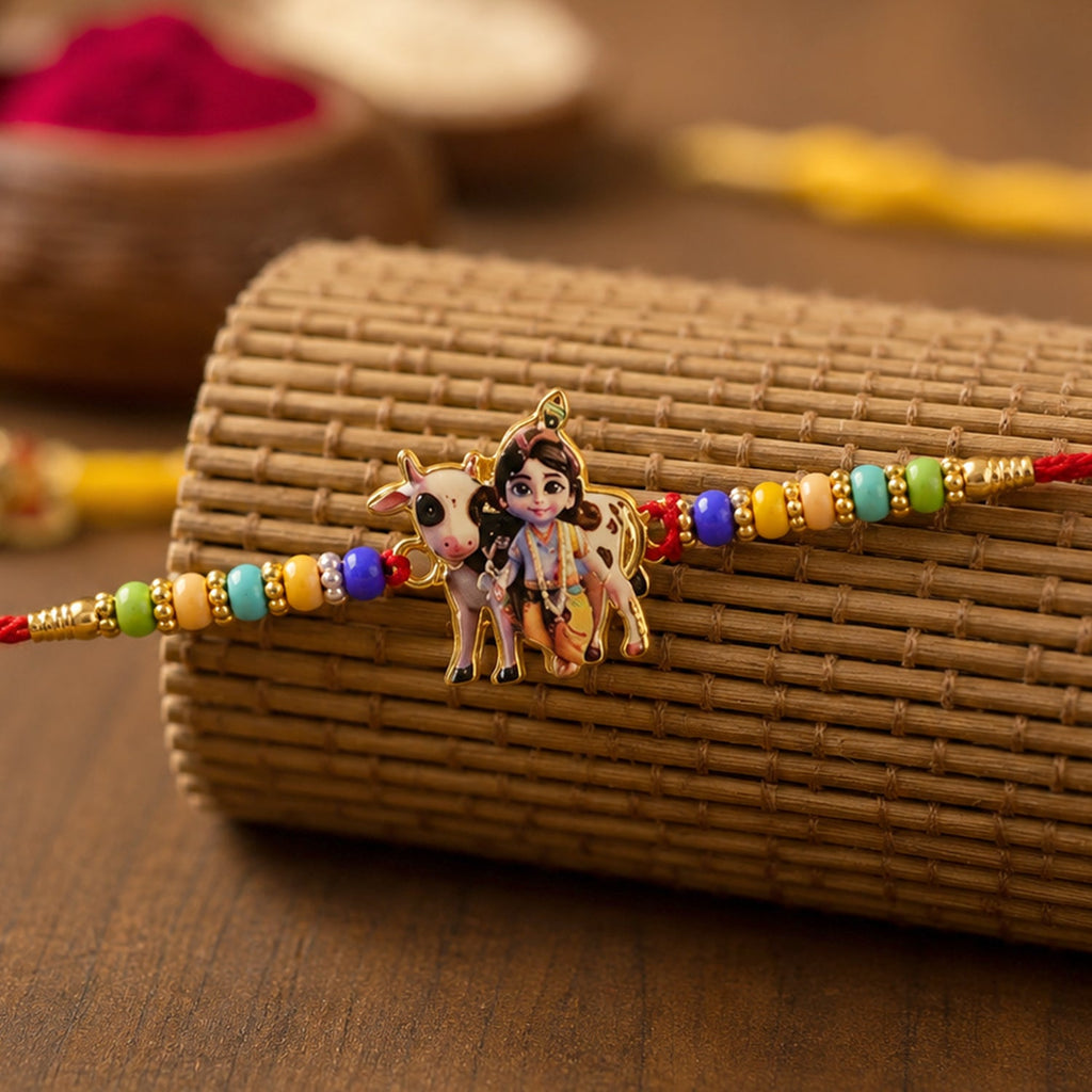 ALVENZA Lord Krishna Rakhi – Divine Protection & Traditional Charm