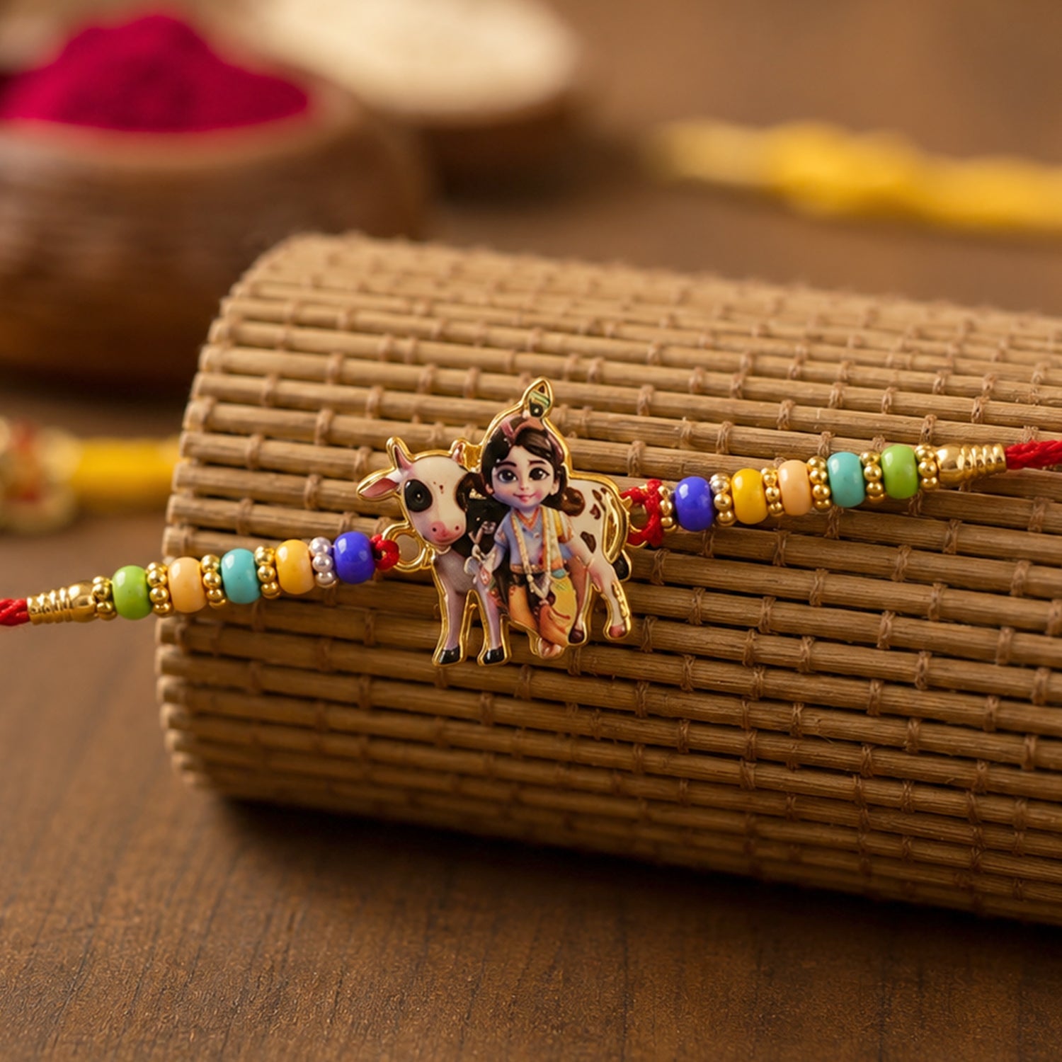 ALVENZA Lord Krishna Rakhi – Divine Protection & Traditional Charm