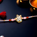 ALVENZA Ganesha Rakhi – Beautiful Pink and Red Beads for Raksha Bandhan