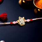 ALVENZA Ganesha Rakhi – Beautiful Pink and Red Beads for Raksha Bandhan