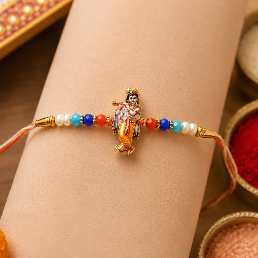 ALVENZA Shop Spiritual Rakhi with Lord Krishna Idol