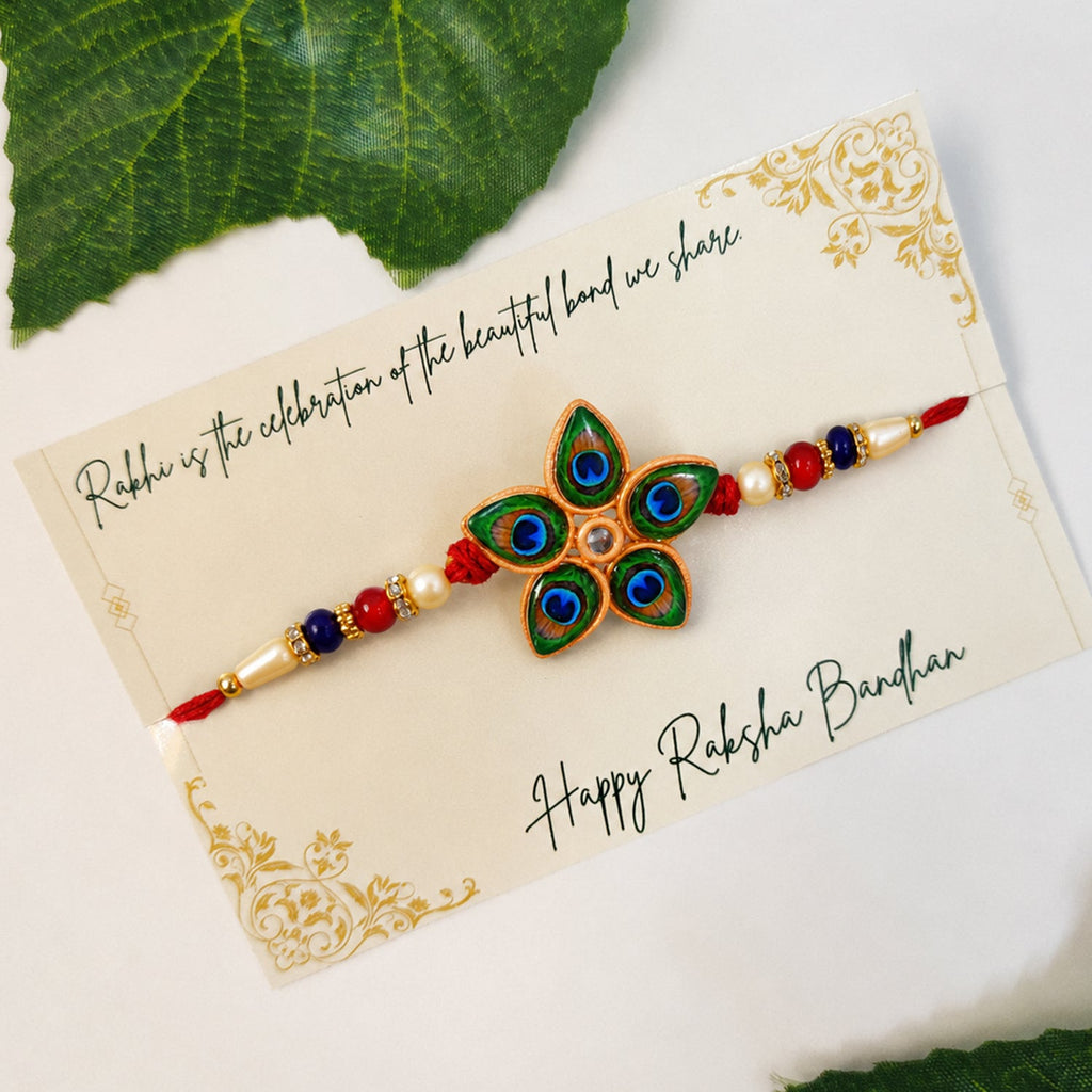 ALVENZA Mor Pankh Rakhi - Unique Star-Shaped Peacock Design for Raksha Bandhan