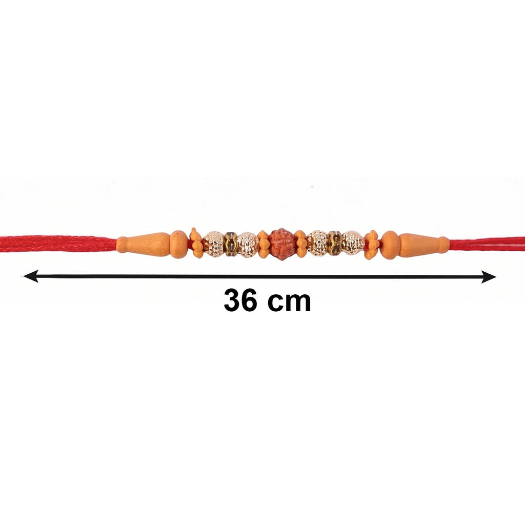 ALVENZA Premium Rudraksha Bead Om Charm Bhabhi Lumba Rakhi – Traditional with Modern Style