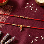 ALVENZA Premium Golden Beaded Designer bhabhi Lumba Rakhi for Raksha Bandhan