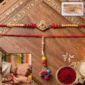 ALVENZA Premium Hexagon Stone Designer bhabhi Lumba Rakhi – Elegant Beaded Traditional Thread