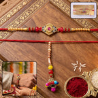 ALVENZA Premium Hexagon Stone Designer bhabhi Lumba Rakhi – Elegant Beaded Traditional Thread