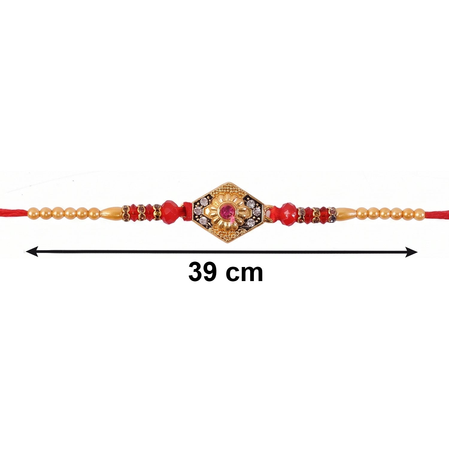 ALVENZA Premium Hexagon Stone Designer bhabhi Lumba Rakhi – Elegant Beaded Traditional Thread
