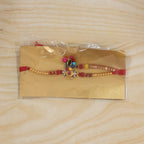 ALVENZA Premium Hexagon Stone Designer bhabhi Lumba Rakhi – Elegant Beaded Traditional Thread