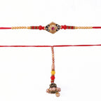 ALVENZA Premium Diamond Shape Stone bhabhi Lumba Rakhi – Elegantly crafted with Pearl Jhumka