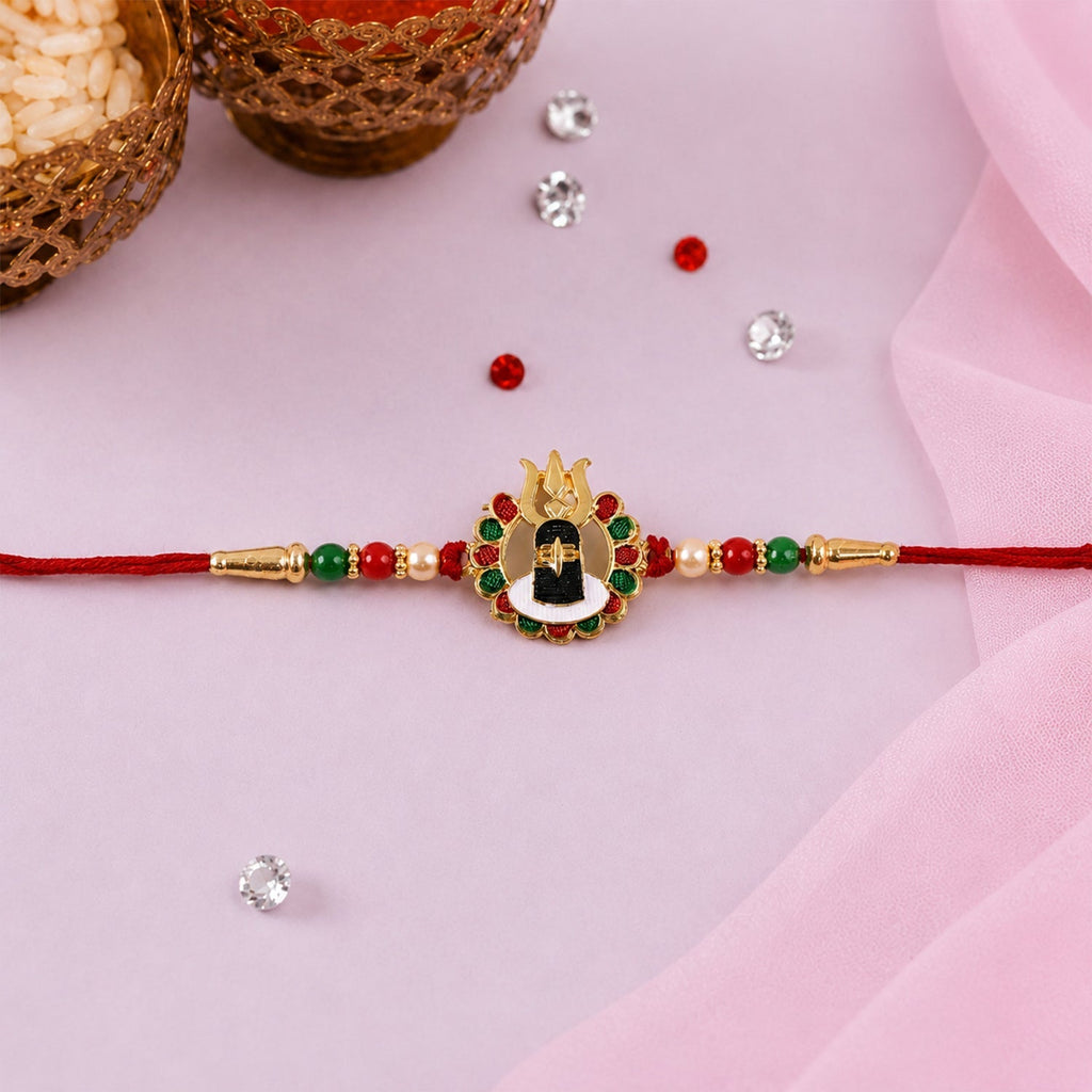 ALVENZA Shivling Design Rakhi, Traditional Beaded Raksha Bandhan Gift