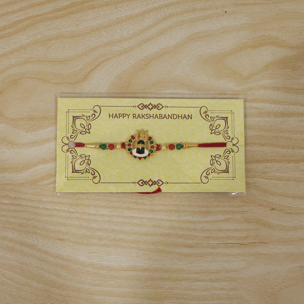 ALVENZA Shivling Design Rakhi, Traditional Beaded Raksha Bandhan Gift