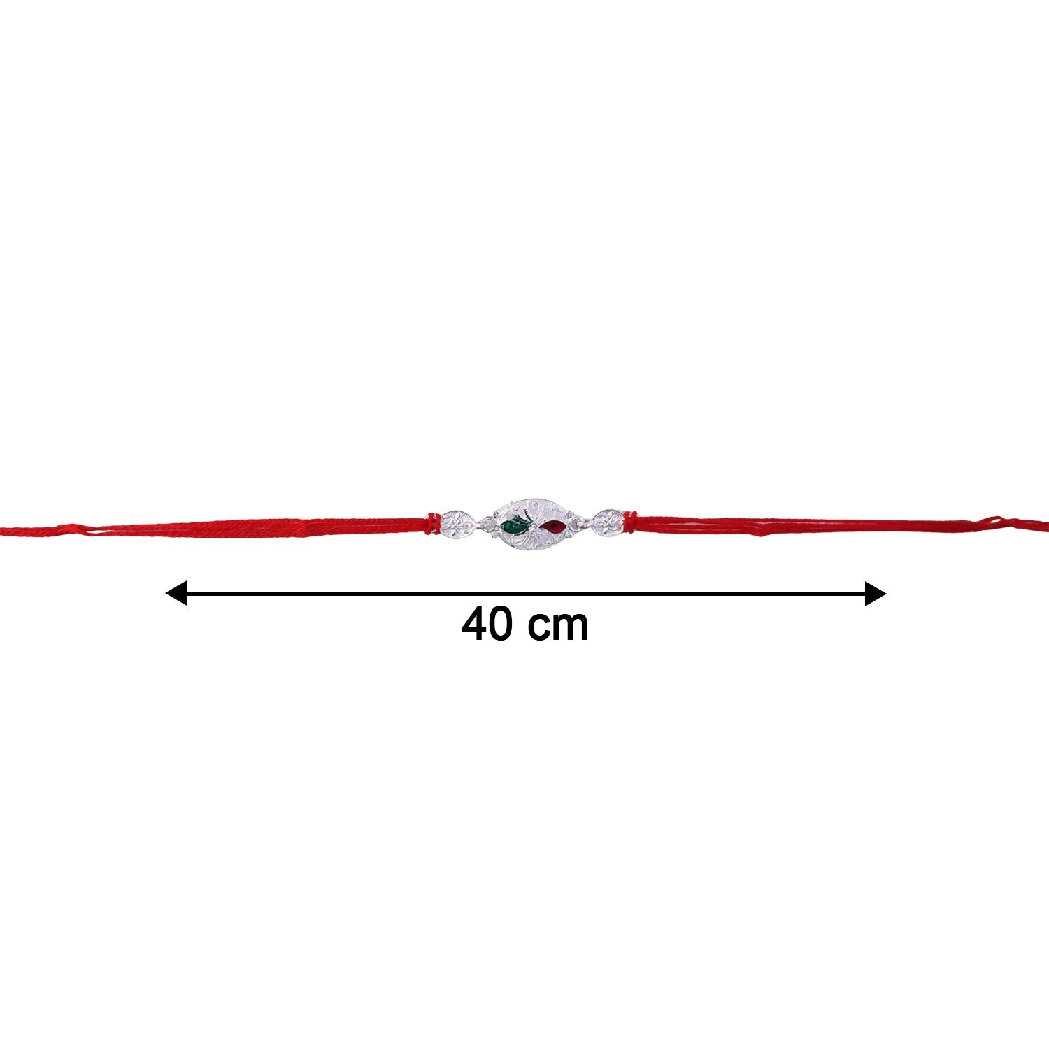 ALVENZA Silver Oval Rakhi – Elegant Design with Red Thread