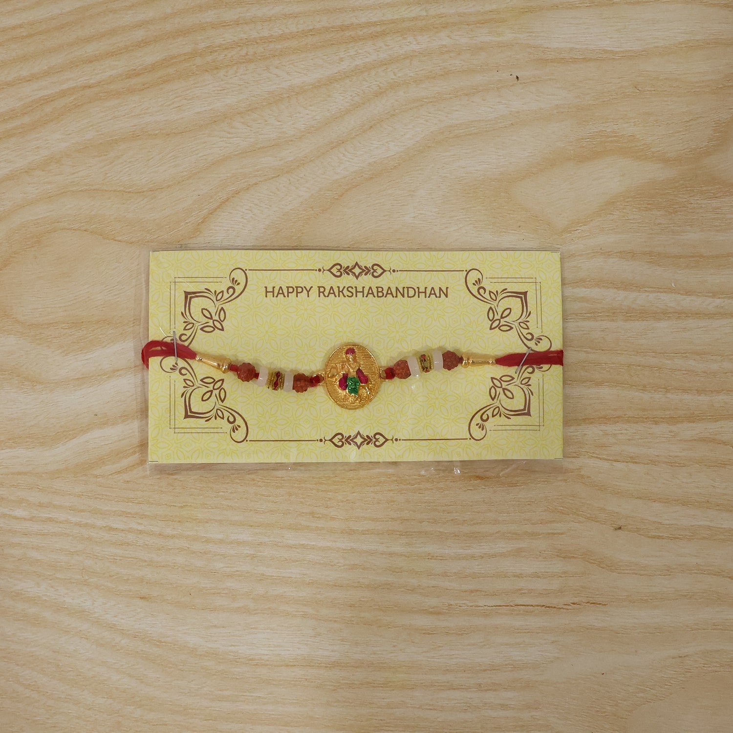 ALVENZA Lord Krishna Rakhi – Elegant Rudraksha Beads for Raksha Bandhan