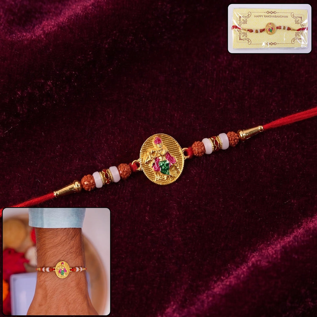 ALVENZA Lord Krishna Rakhi – Elegant Rudraksha Beads for Raksha Bandhan