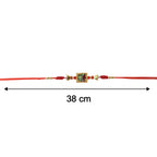 ALVENZA Traditional Square Motif Rakhi – Vibrant Red Beads & Elegant Design