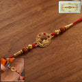 ALVENZA Golden Peacock Rakhi – Elegant Design with Rudraksha Beads for Brothers