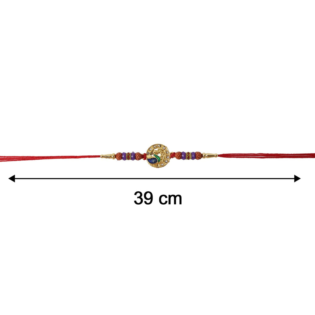 ALVENZA Peacock Design Rakhi – Elegant Rudraksha Beads for Raksha Bandhan