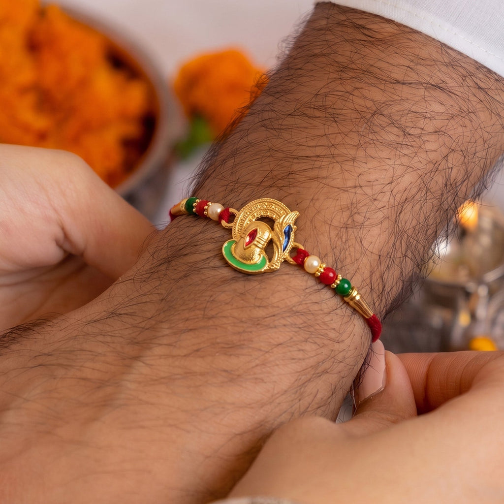 ALVENZA Shivling Design Rakhi – Colorful Beads for Raksha Bandhan