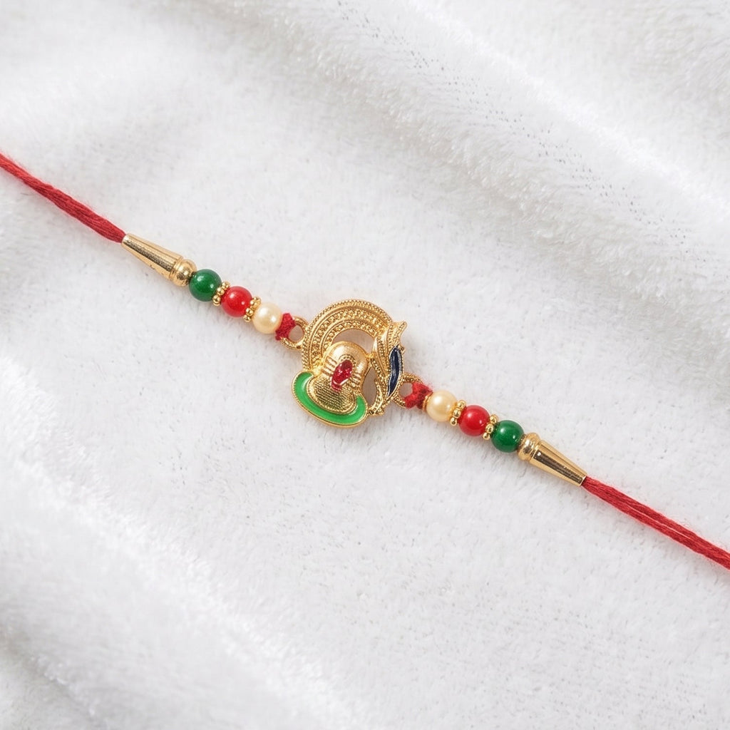 ALVENZA Shivling Design Rakhi – Colorful Beads for Raksha Bandhan