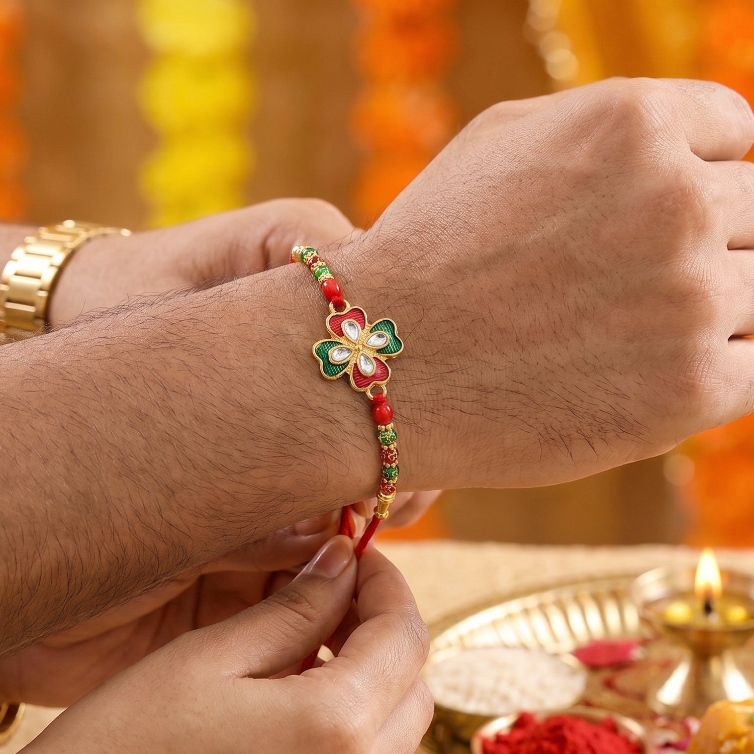ALVENZA Colorful Beads Designer Rakhi – Modern Festive Accessory for Rakshabandhan
