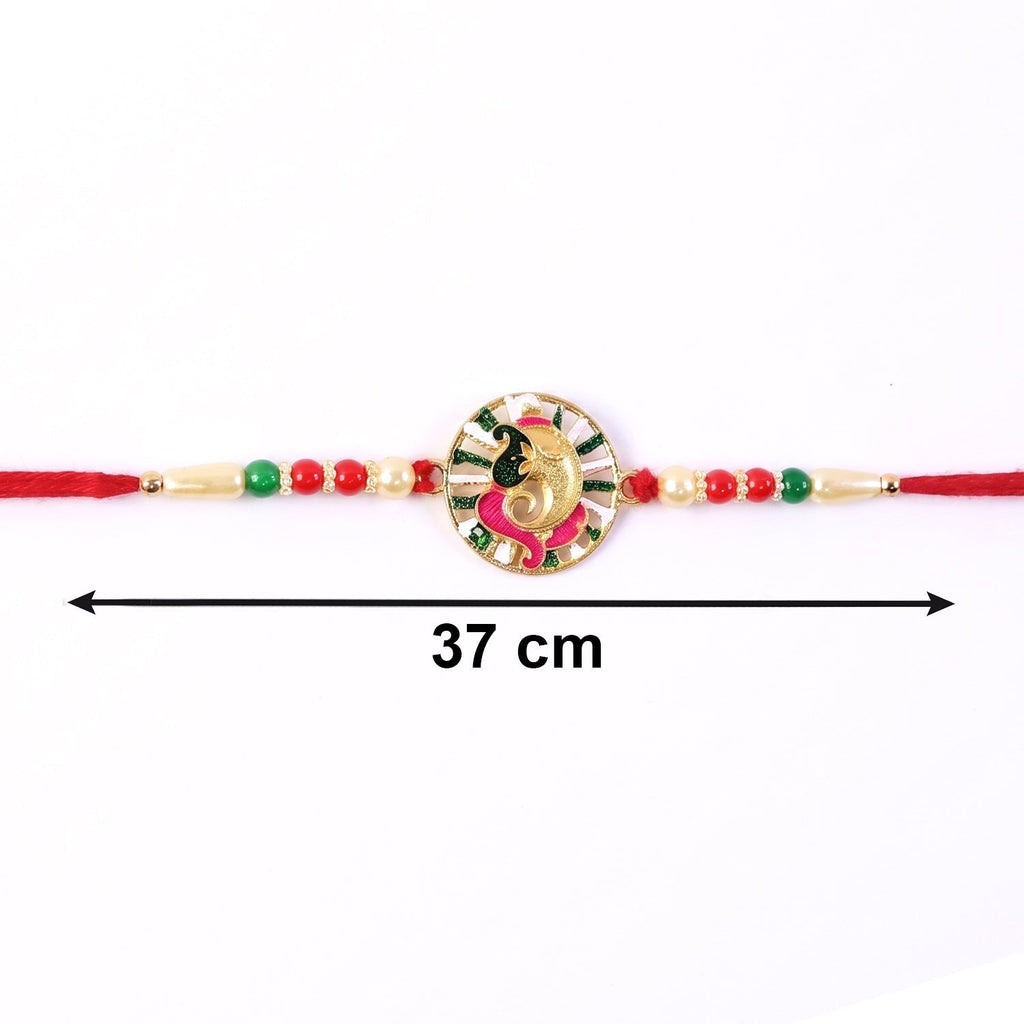 ALVENZA Rakhi – Traditional Thread with Colorful Beads & Ganesh Motif