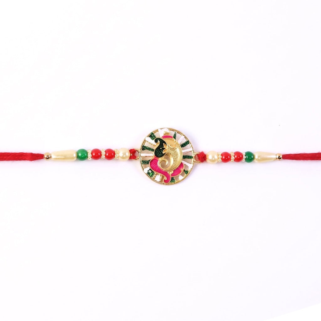 ALVENZA Rakhi – Traditional Thread with Colorful Beads & Ganesh Motif