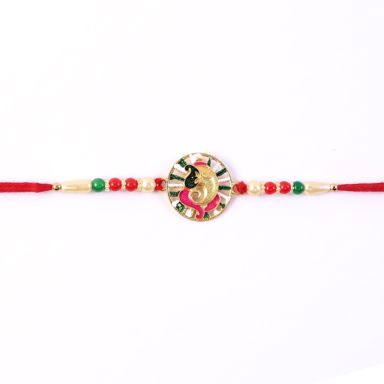 ALVENZA Rakhi – Traditional Thread with Colorful Beads & Ganesh Motif