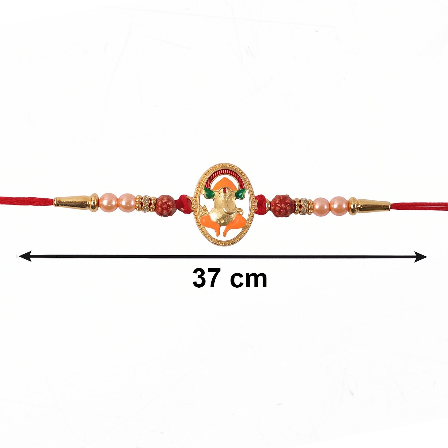ALVENZA Ganesh Design Rakhi – Elegant Rudraksha Beads for Raksha Bandhan