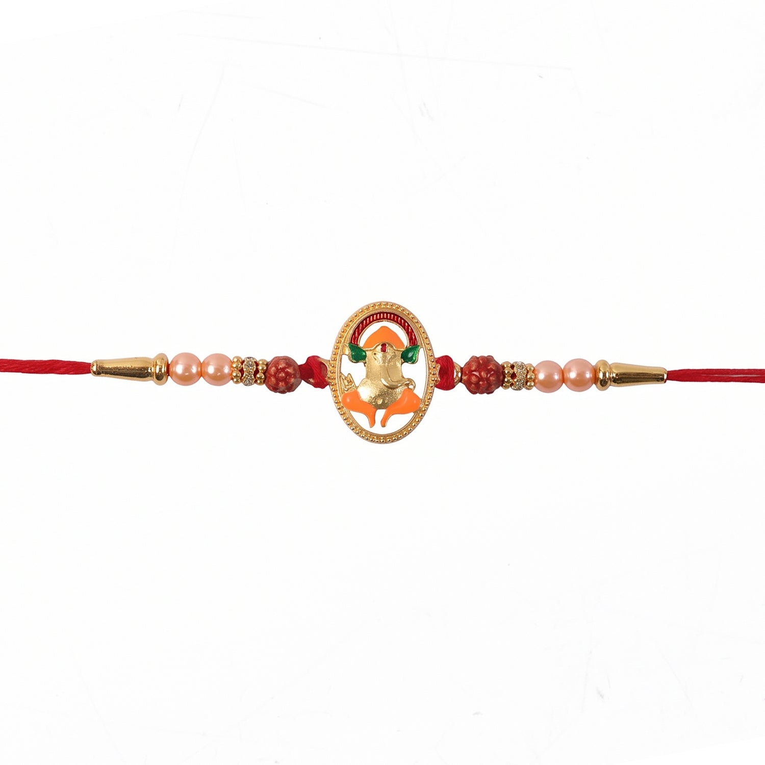 ALVENZA Ganesh Design Rakhi – Elegant Rudraksha Beads for Raksha Bandhan