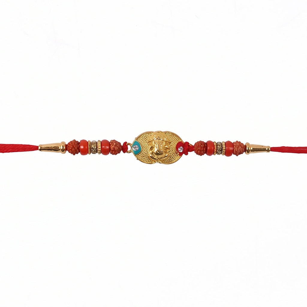 ALVENZA Ganesh Design Rakhi – Decorative Beads & Soft Thread for Brother