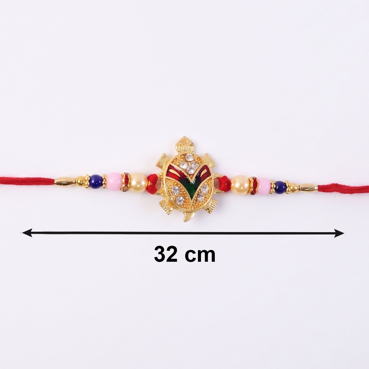 ALVENZA Golden Turtle Rakhi – Elegant Pearl Beads & Soft Thread for Raksha Bandhan