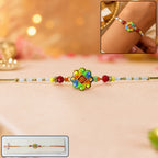 ALVENZA Colorful Om Rakhi – Vibrant Beaded Traditional Thread