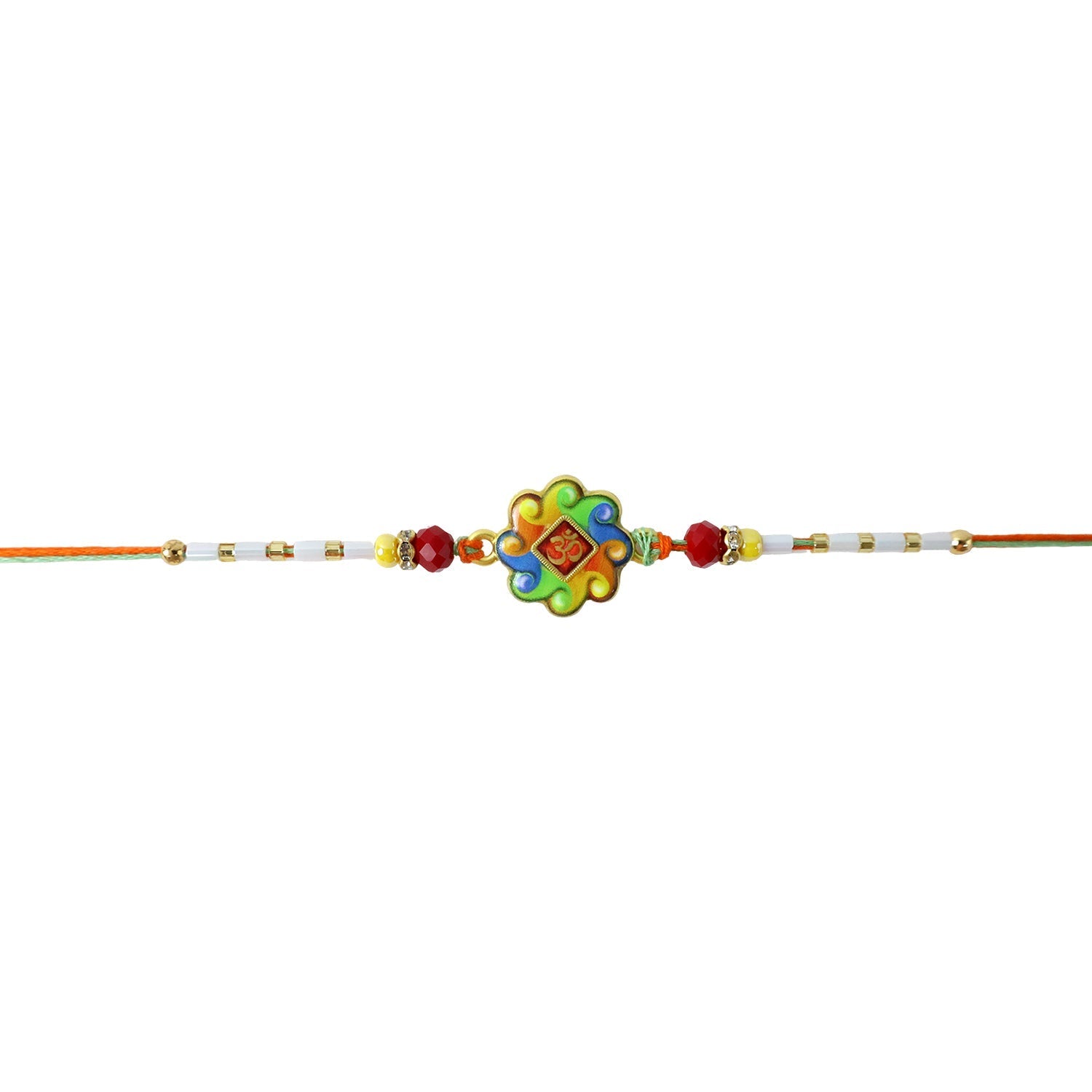 ALVENZA Colorful Om Rakhi – Vibrant Beaded Traditional Thread