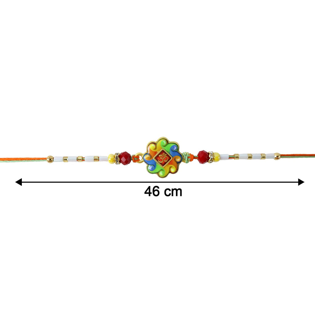 ALVENZA Colorful Om Rakhi – Vibrant Beaded Traditional Thread