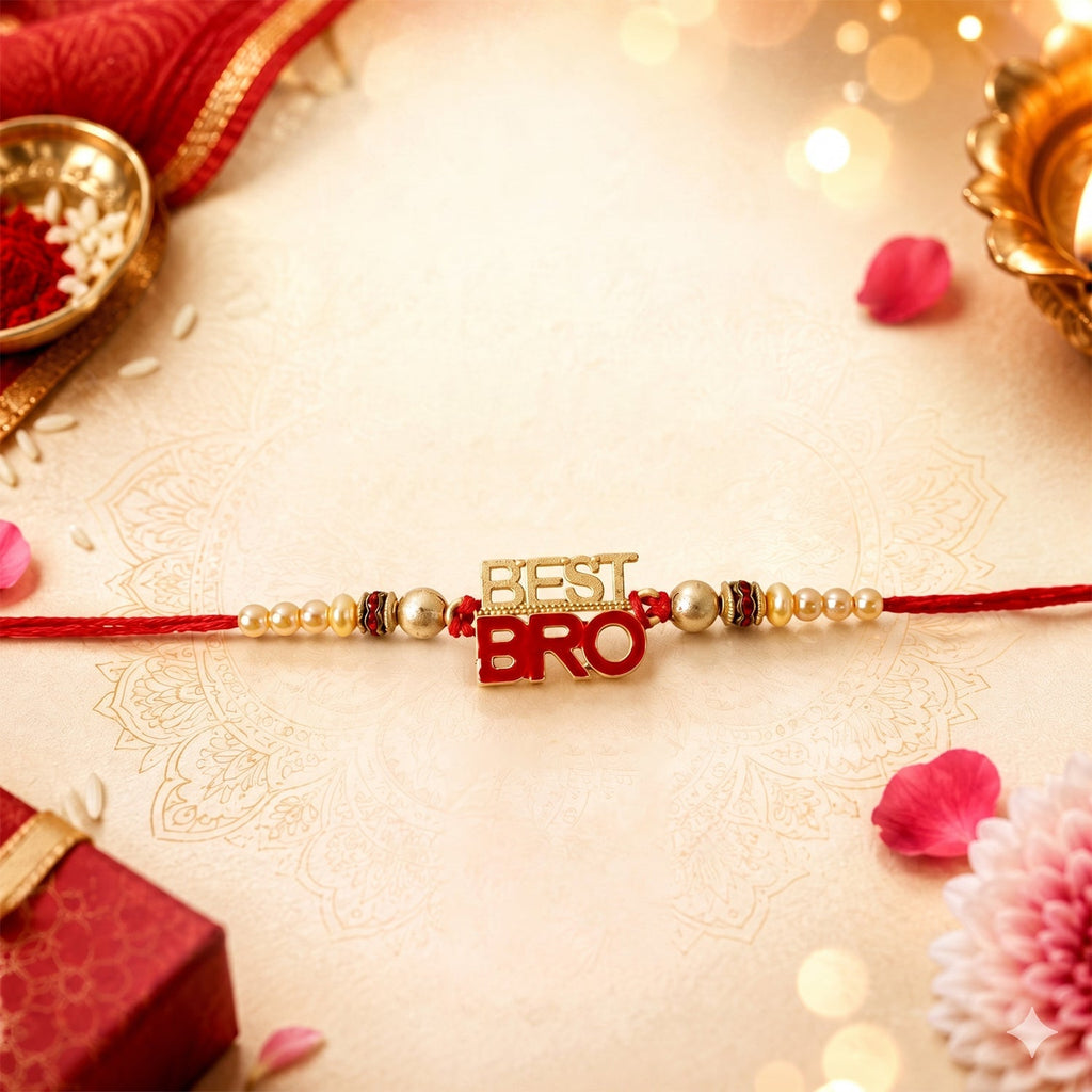 ALVENZA Pearl Beads Rakhi for Rakshabandhan - Elegant & Traditional Design