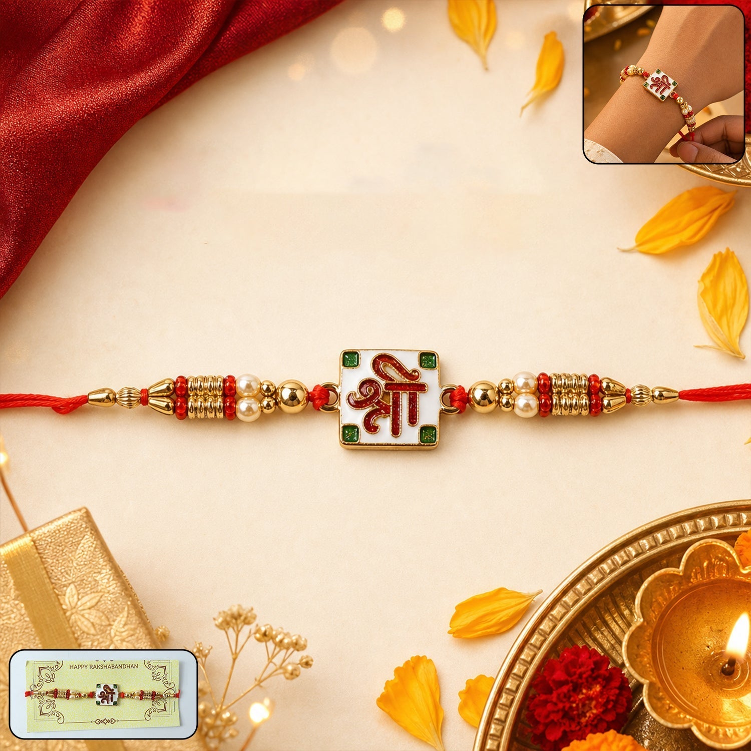 ALVENZA Rakhi – Traditional Beads & Red Thread for Raksha Bandhan
