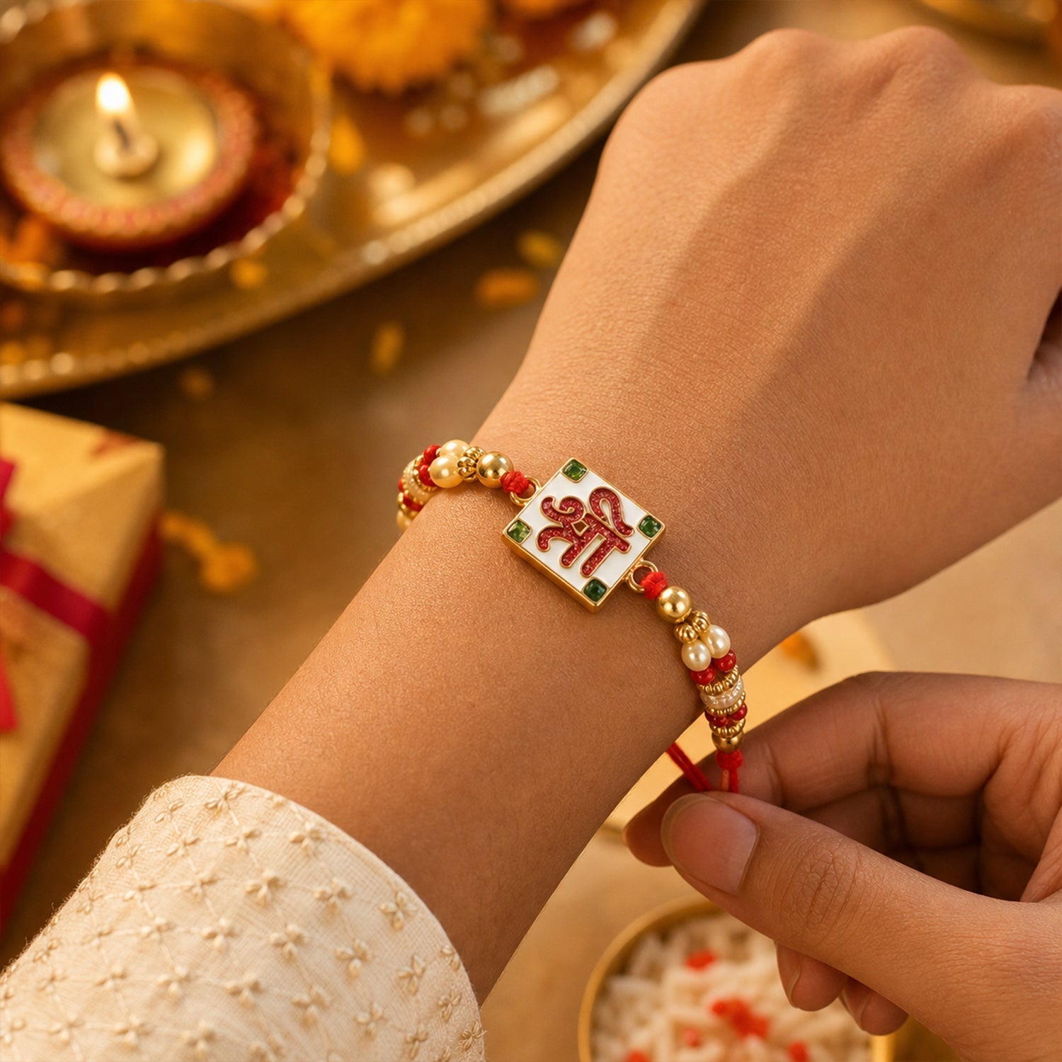 ALVENZA Rakhi – Traditional Beads & Red Thread for Raksha Bandhan