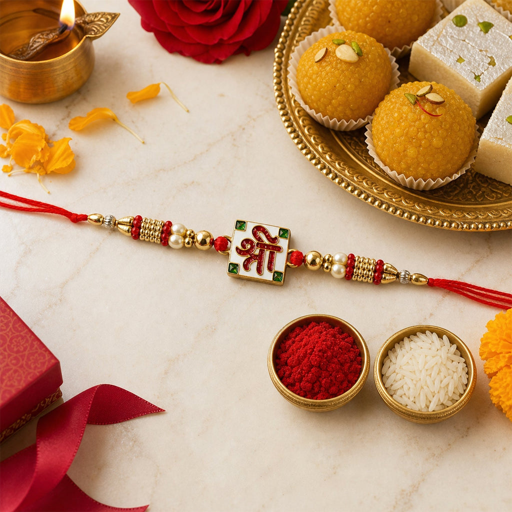 ALVENZA Rakhi – Traditional Beads & Red Thread for Raksha Bandhan