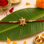 ALVENZA Rakshabandhan Turtle Swastik Rakhi – Elegant Red Thread Design