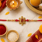 ALVENZA Rakshabandhan Turtle Swastik Rakhi – Elegant Red Thread Design