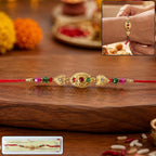 ALVENZA Shop Gold Stone Rakhi with Colourful Beads for Brothers
