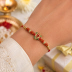 ALVENZA Ganesh Rudraksha Beads Rakhi – Traditional Blessing Gift for Brothers